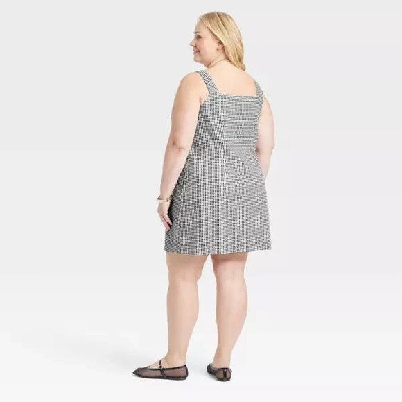 A New Day Women's Size XXL (17) Tank Mini Shift Dress Black Gingham NWT Cottage - Picture 2 of 5